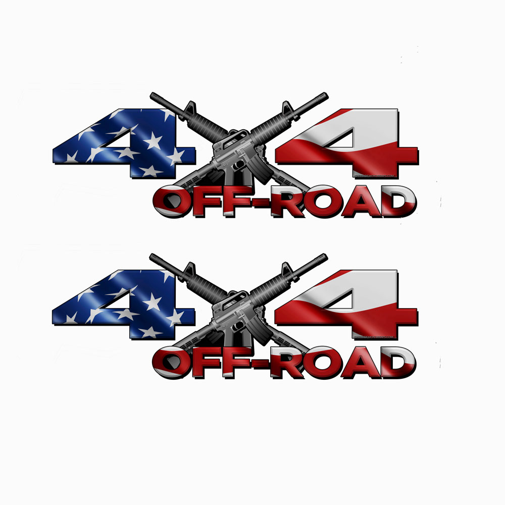 4x4 Off road American Flag Decals
