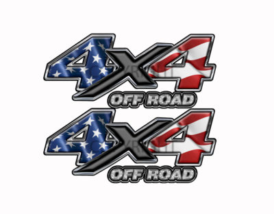American Flag 4x4 Off Road Decal Black X