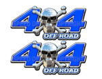 Chrome Skull 4x4 Off Road Decals Blue