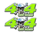Chrome Skull 4x4 Off Road Decals Green