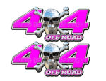 Chrome Skull 4x4 Offroad Decals Pink