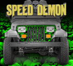 Jeep Grill Wraps Skulls Green