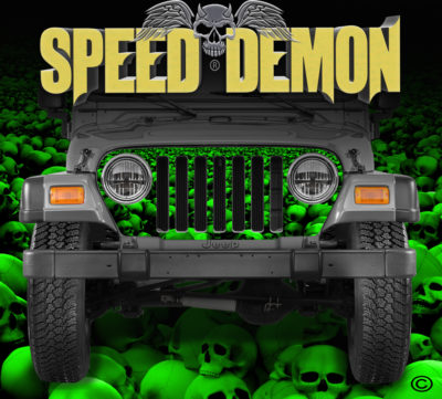 Jeep Wrangler Grill Wraps Skulls Skull Crusher Green